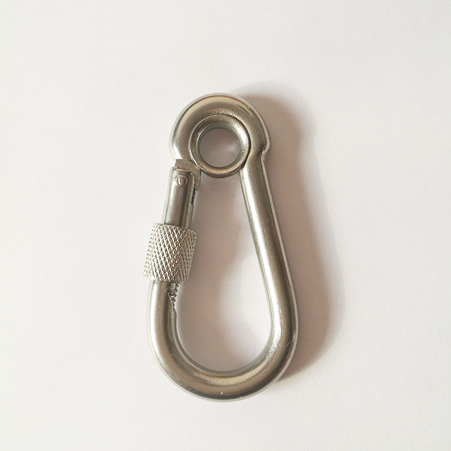 Gancho mosquetón de clip de acero inoxidable con ojal y tornillo