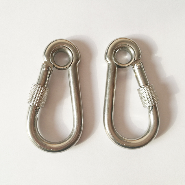 Gancho mosquetón de clip de acero inoxidable con ojal y tornillo