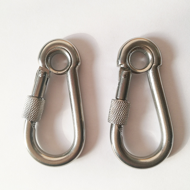 Gancho mosquetón de clip de acero inoxidable con ojal y tornillo