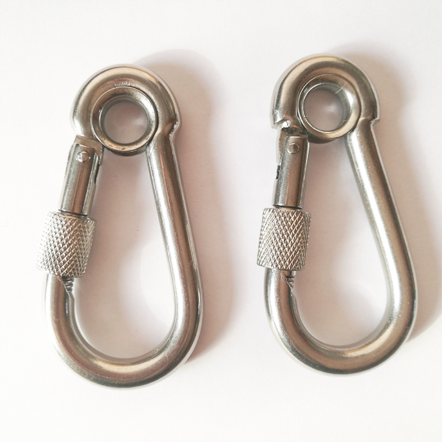 Gancho mosquetón de clip de acero inoxidable con ojal y tornillo