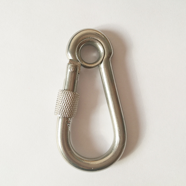 Gancho mosquetón de clip de acero inoxidable con ojal y tornillo