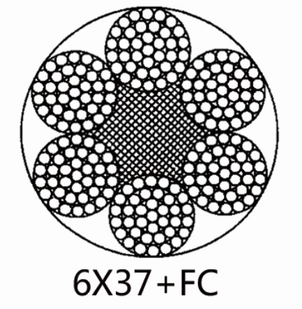 Cuerda de alambre de acero sin galvanizar Cuerda de alambre de acero 6×37