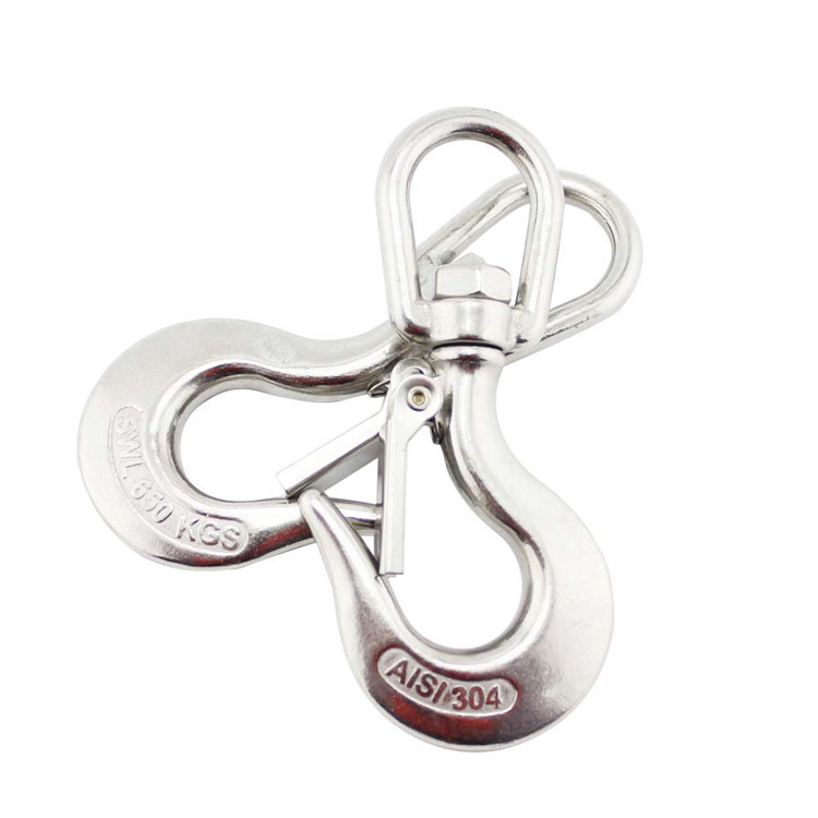Gancho de seguridad de acero inoxidable Gancho de grúa giratorio con pestillo